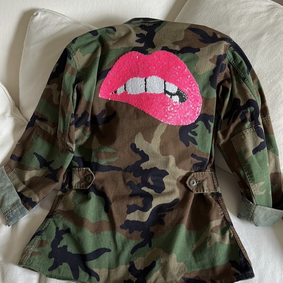 Camouflage Combat sequin lip jacket - Picture 2 of 2